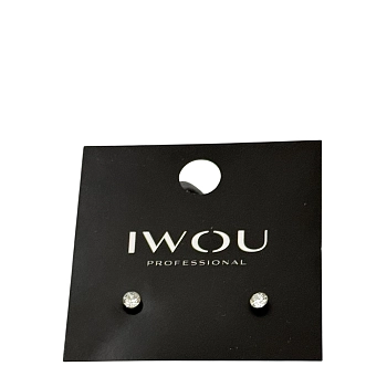 Серьги гвоздики IWOU белый кристалл 4мм