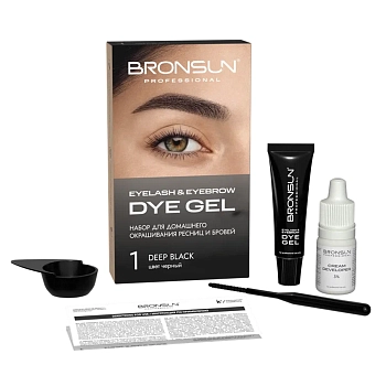 BRONSUN Набор для домашнего окрашивания, черный #1 / Eyelash And Eyebrow Dye Gel 35 гр, фото 3