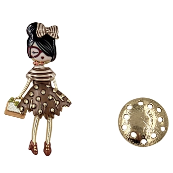 IWOU PROFESSIONAL Брошь-магнит Девочка с сумкой, фото 2