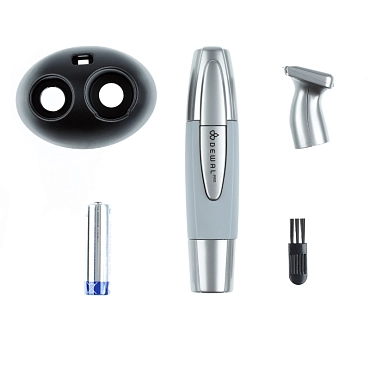 DEWAL PROFESSIONAL Машинка для стрижки в носу и ушах, 2 ножевых блока (серебристая)