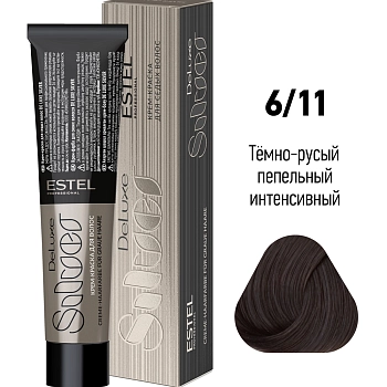 ESTEL PROFESSIONAL 6/11 краска для волос, тёмно-русый пепельный интенсивный / De Luxe Silver 60 мл, фото 2