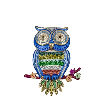 Брошь-магнит Сова синяя