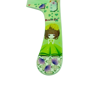 IWOU PROFESSIONAL Расческа с ручкой зеленая Flower girl 21см, фото 3