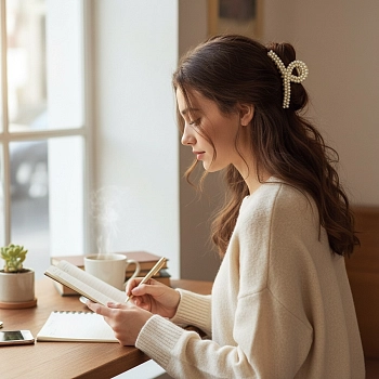 IWOU PROFESSIONAL Краб для волос большой Жемчужины 1шт, фото 5