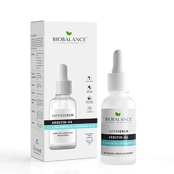 BIOBALANCE Сыворотка для лица / SUPER SERUM ARBUTIN-HA ALPHA-ARBUTIN2% + HYALURONIC 4D 2% 30 мл, фото 2