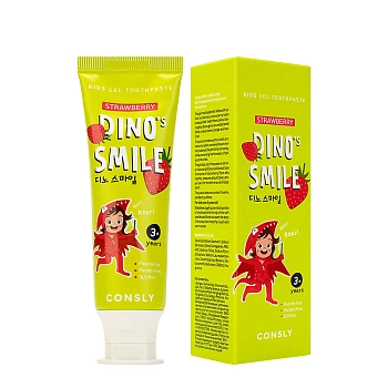 CONSLY Паста зубная детская гелевая c ксилитом и вкусом клубники / Consly Dino's Smile 60 гр, фото 2