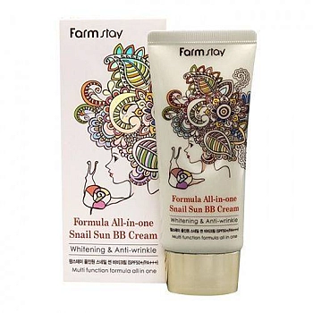 FARMSTAY ББ крем для лица SPF50, PA+++ / ALL-IN-ONE SNAIL SUN BB CREAM 50 мл, фото 2