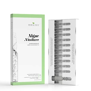 BIOBALANCE Ампулы для лица с экстрактом зеленой водоросли 3% / SUPER AMPOULE ALGAE VITALITY GREEN CAVIAR EXTRACT 3% 10*2 мл, фото 3