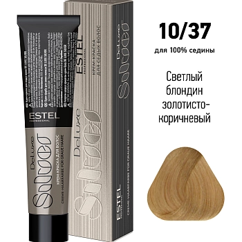 ESTEL PROFESSIONAL 10/37 краска для волос, светлый блондин золотисто-коричневый / DE LUXE SILVER 60 мл, фото 2