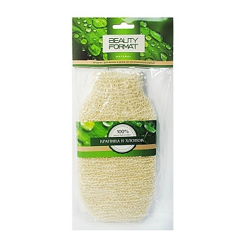 BEAUTY FORMAT Мочалка натуральная крапива + хлопок, варежка / BEAUTY FORMAT 1 шт, фото 2