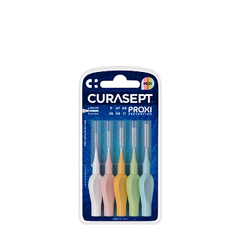 Набор ершиков межзубных, из пяти размеров (ISO 0, 0,6мм; ISO 1, 0,7мм; ISO 1, 0,8мм; IS0 2, 0,9мм; ISO 3, 1,1мм) Curasept PROXI PREVENTION 5 шт, CURASEPT