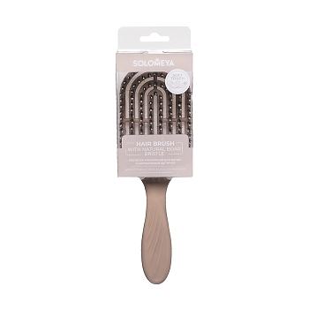 SOLOMEYA Расческа массажная для волос с натуральной щетиной, бежевая / Hair Brush with natural boar bristle Beige, фото 5