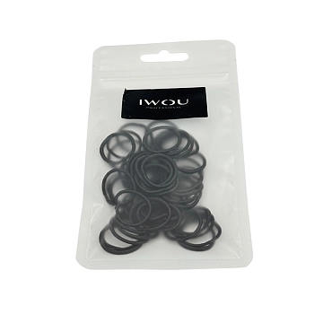 IWOU PROFESSIONAL Резинки для волос тонкие черные текстильные d-2см в пакете 50шт, фото 2