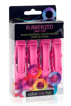 FRAMAR Зажим с прорезиненным покрытием, фуксия / Rubberized Jaw Clip 4 шт, фото 1