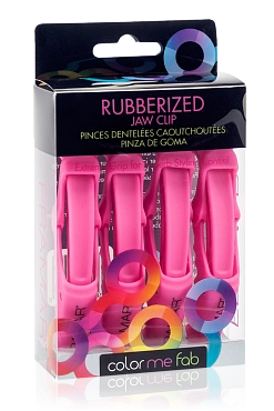 FRAMAR Зажим с прорезиненным покрытием, фуксия / Rubberized Jaw Clip 4 шт