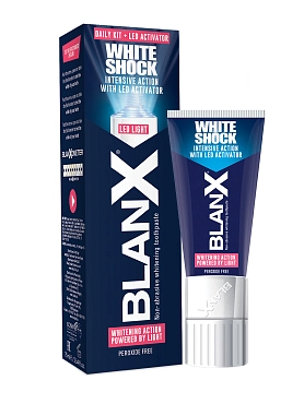 BLANX Паста зубная отбеливающая с Led активатором в крышке / BlanX White Shock Protect + LED 50 мл