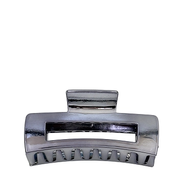 Краб для волос Зеркальный прямоугольник темное серебро 10,5см