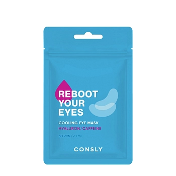 Маска-патчи тканевые охлаждающие для области вокруг глаз с кофеином и гиалуроновой кислотой / Consly 30 шт