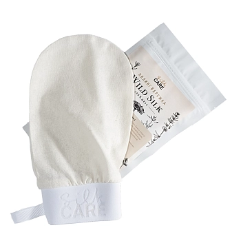 Варежка шелковая для пилинга натуральная дойпак / Silk Care Wild Silk
