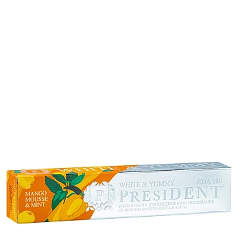 PRESIDENT Паста зубная манго-мусс с мятой  / PRESIDENT White & Yummy 75 гр, фото 2
