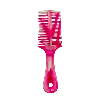 Расческа двойная с ручкой бело-розовая 20см