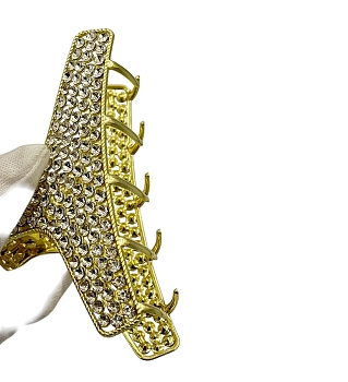 IWOU PROFESSIONAL Краб для волос Паутина из страз золото 4,5*9см, фото 5