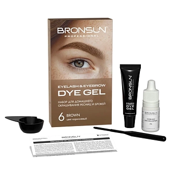 BRONSUN Набор для домашнего окрашивания, коричневый #6 / Eyelash And Eyebrow Dye Gel 35 гр, фото 3