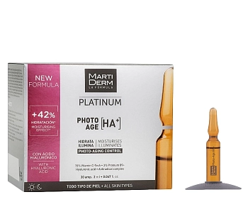 Ампулы для лица Коррекция фотостарения Гиалуроновая кислота +/Платинум 30 х 2 мл, MARTIDERM