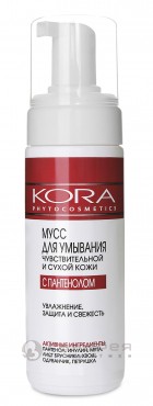 Мусс для умывания чувствительной и сухой кожи с пантенолом 160 мл, KORA