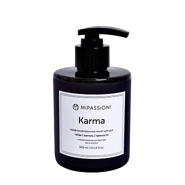 MIPASSIONcorp Мыло жидкое парфюмированное для рук и тела, табак, ваниль, пряности / Karma 300 мл