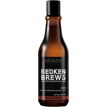 REDKEN Шампунь, кондиционер и гель для душа 3 в 1, для мужчин / BREWS 3-IN-1 300 мл, фото 1