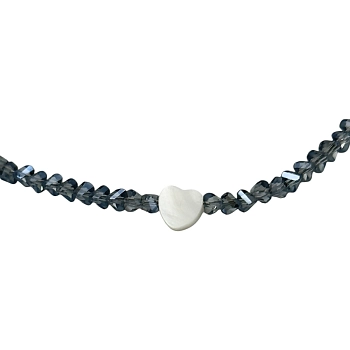 IWOU PROFESSIONAL Чокер Кристалики серо-голубой с сердечком, фото 2