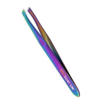 Пинцет косой, переливающееся покрытие / CLASSIC