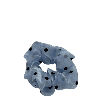 Резинка для волос Органза в горошек голубая 1шт