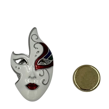 IWOU PROFESSIONAL Брошь-магнит Венецианская маска серебро, фото 2