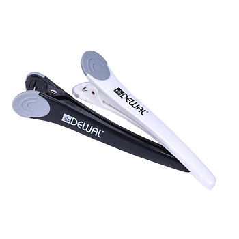 DEWAL PROFESSIONAL Зажим для волос черно-белый, пластик с резиновой вставкой 11 см 6 шт/уп, фото 2