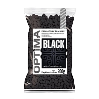 Воск пленочный в гранулах, с маслом какао / OPTIMA BLACK 200 г, DEPILTOUCH PROFESSIONAL