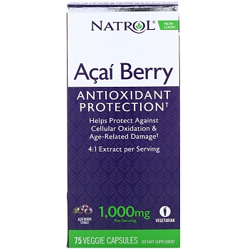 NATROL Добавка биологически активная к пище Натрол асайберри / AcaiBerry 1000 мг 75 капсул, фото 2