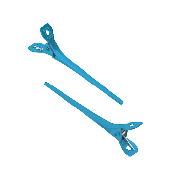 Зажим для волос голубой, узкий, металл 5,5 см 12 шт/уп