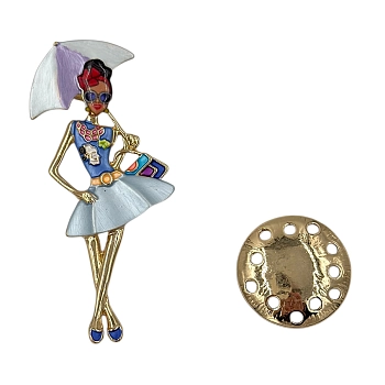 IWOU PROFESSIONAL Брошь-магнит Девочка в голубом платье с зонтиком, фото 2