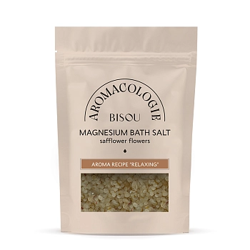 Соль для ванны магниевая цветочная с цветками сафлора Расслабляющая / BISOU Aromacologie 330 гр