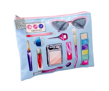 Косметичка Модница, голубая 22,5 х 17 х 1 см