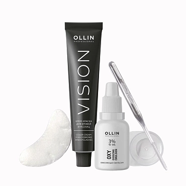 OLLIN PROFESSIONAL Набор для окрашивания бровей и ресниц, черный / OLLIN VISION SET black 20 мл