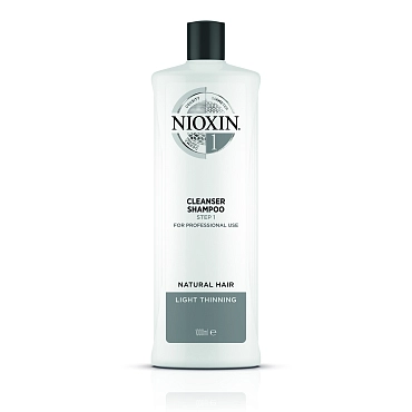 NIOXIN Шампунь очищающий для тонких натуральных волос, с намечающейся тенденцией к выпадению, Система 1, 1000 мл