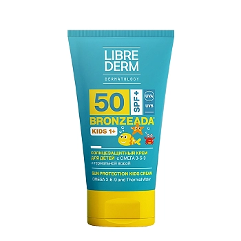 LIBREDERM Крем солнцезащитный SPF50 с омега 3-6-9 и термальной водой для детей / BRONZEADA 150 мл, фото 1