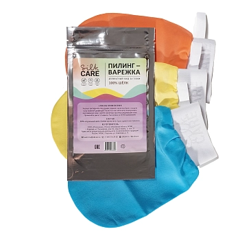 SILK CARE Варежка шелковая для пилинга коралловая дойпак / Silk Care Crazy Colours, фото 4