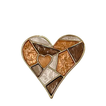 Брошь-магнит Сердце-мозаика шоколадное