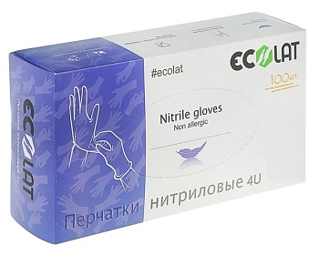 Перчатки нитриловые, фиолетовые, размер S / 4U EcoLat 100 шт