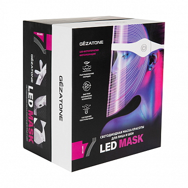 GEZATONE Маска светодиодная LED для омоложения кожи лица и шеи с 7 цветами m1030