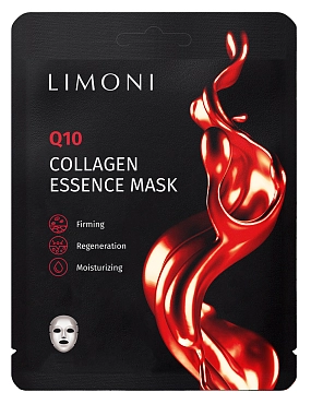 LIMONI Маска тканевая антивозрастная с коэнзимом Q10 и коллагеном для лица / Q10 Collagen Essence Mask 23 гр